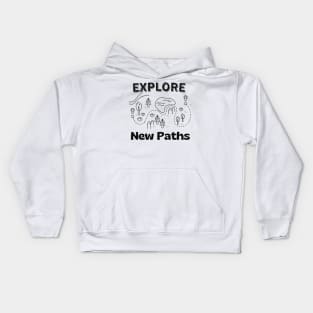 Explore New Paths Card Hiking Outdoor Camping Kids Hoodie